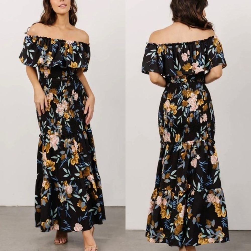 Baltic Born Amalfi Smocked‎ Maxi Dress Floral Cottagecore Boho Romantic Size M